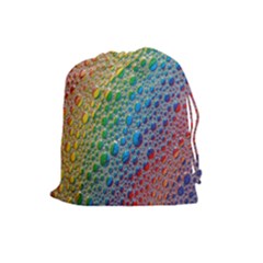 Bubbles Rainbow Colourful Colors Drawstring Pouches (large)  by Amaryn4rt