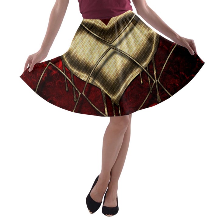 Love Hearth Background Scrapbooking Paper A-line Skater Skirt