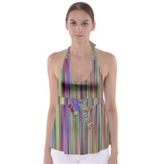 Striped Stripes Abstract Geometric Babydoll Tankini Top by Amaryn4rt