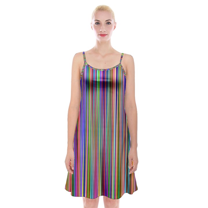 Striped Stripes Abstract Geometric Spaghetti Strap Velvet Dress