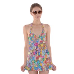 Sakura Cherry Blossom Floral Halter Swimsuit Dress by Amaryn4rt