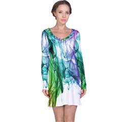 Colour Smoke Rainbow Color Design Long Sleeve Nightdress by Amaryn4rt