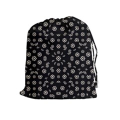 Dark Ditsy Floral Pattern Drawstring Pouches (extra Large) by dflcprints