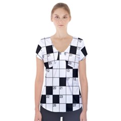 Crosswords  Short Sleeve Front Detail Top by Valentinaart