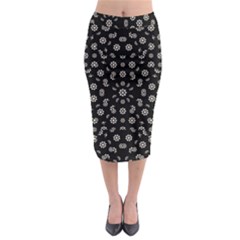 Dark Ditsy Floral Pattern Midi Pencil Skirt by dflcprintsclothing