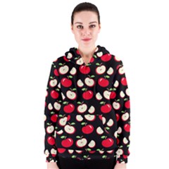 Apple Pattern Women s Zipper Hoodie by Valentinaart