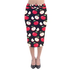 Apple Pattern Velvet Midi Pencil Skirt by Valentinaart