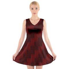 Pattern V-Neck Sleeveless Skater Dress