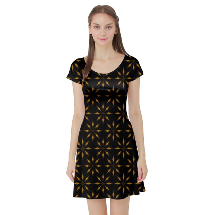 Pattern Short Sleeve Skater Dress