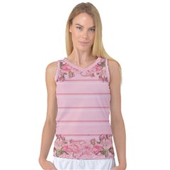 Pink Peony Outline Romantic Women s Basketball Tank Top by Simbadda