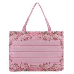 Pink Peony Outline Romantic Medium Zipper Tote Bag