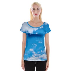 Sky Blue Clouds Nature Amazing Women s Cap Sleeve Top by Simbadda