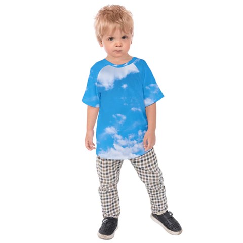 Sky Blue Clouds Nature Amazing Kids  Raglan Tee by Simbadda