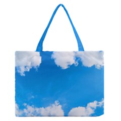 Sky Clouds Blue White Weather Air Medium Zipper Tote Bag by Simbadda