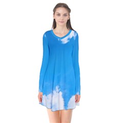 Sky Clouds Blue White Weather Air Flare Dress by Simbadda