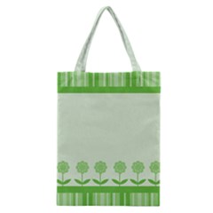Floral Stripes Card In Green Classic Tote Bag by Simbadda