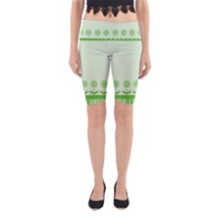 Floral Stripes Card In Green Yoga Cropped Leggings by Simbadda