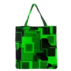 Green Cyber Glow Pattern Grocery Tote Bag by Simbadda