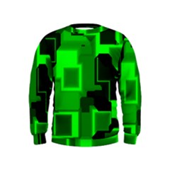 Green Cyber Glow Pattern Kids  Sweatshirt by Simbadda