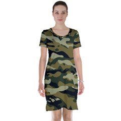 Military Vector Pattern Texture Short Sleeve Nightdress by Simbadda