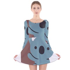 Animal Koala Long Sleeve Velvet Skater Dress