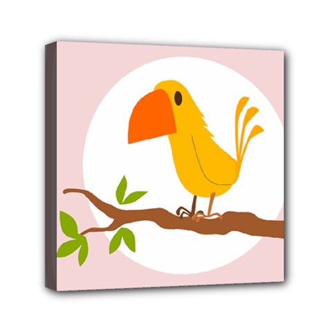 Yellow Bird Tweet Mini Canvas 6  X 6 