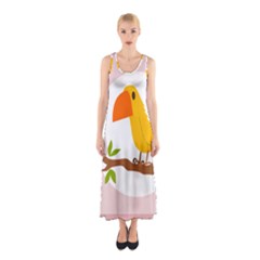 Yellow Bird Tweet Sleeveless Maxi Dress