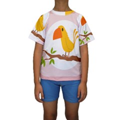 Yellow Bird Tweet Kids  Short Sleeve Swimwear by Alisyart
