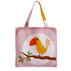 Yellow Bird Tweet Zipper Grocery Tote Bag