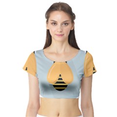 Animals Bee Wasp Black Yellow Fly Short Sleeve Crop Top (tight Fit)