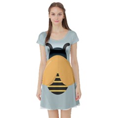 Animals Bee Wasp Black Yellow Fly Short Sleeve Skater Dress by Alisyart