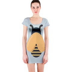 Animals Bee Wasp Black Yellow Fly Short Sleeve Bodycon Dress by Alisyart