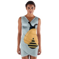 Animals Bee Wasp Black Yellow Fly Wrap Front Bodycon Dress by Alisyart