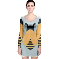 Animals Bee Wasp Black Yellow Fly Long Sleeve Velvet Bodycon Dress by Alisyart