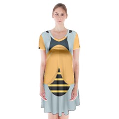 Animals Bee Wasp Black Yellow Fly Short Sleeve V-neck Flare Dress