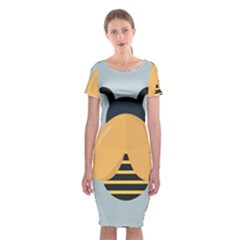 Animals Bee Wasp Black Yellow Fly Classic Short Sleeve Midi Dress by Alisyart