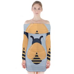 Animals Bee Wasp Black Yellow Fly Long Sleeve Off Shoulder Dress