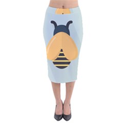 Animals Bee Wasp Black Yellow Fly Velvet Midi Pencil Skirt by Alisyart