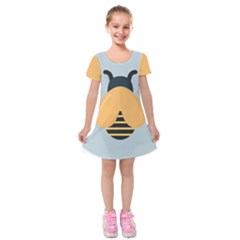 Animals Bee Wasp Black Yellow Fly Kids  Short Sleeve Velvet Dress by Alisyart