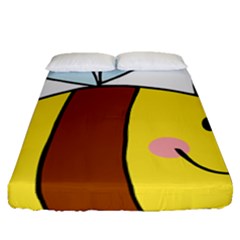 Animals Bee Wasp Smile Face Fitted Sheet (queen Size) by Alisyart