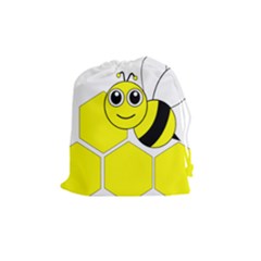 Bee Wasp Yellow Drawstring Pouches (medium)  by Alisyart