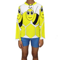 Bee Wasp Yellow Kids  Long Sleeve Swimwear