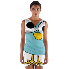 Bird Big Eyes Blue Wrap Front Bodycon Dress by Alisyart