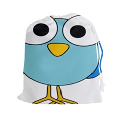 Bird Big Eyes Blue Drawstring Pouches (xxl)