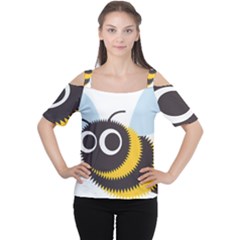 Bee Wasp Face Sinister Eye Fly Women s Cutout Shoulder Tee