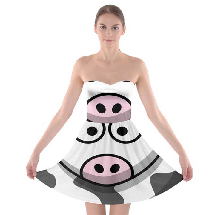 Animals Cow  Face Cute Strapless Bra Top Dress