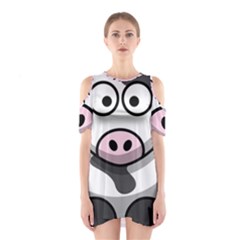 Animals Cow  Face Cute Shoulder Cutout One Piece by Alisyart