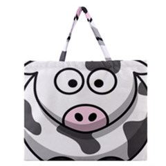 Animals Cow  Face Cute Zipper Large Tote Bag by Alisyart