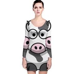 Animals Cow  Face Cute Long Sleeve Velvet Bodycon Dress
