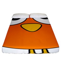 Bird Big Eyes Orange Fitted Sheet (king Size)